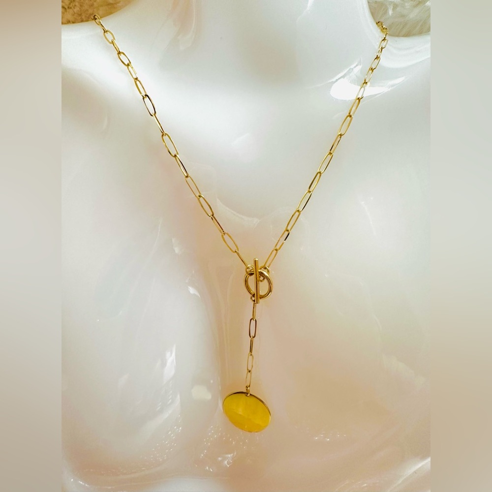 Lock Toggle Necklace in Paperclip Chain.  💛 Real 18 Karat Solid Gold Jewelry